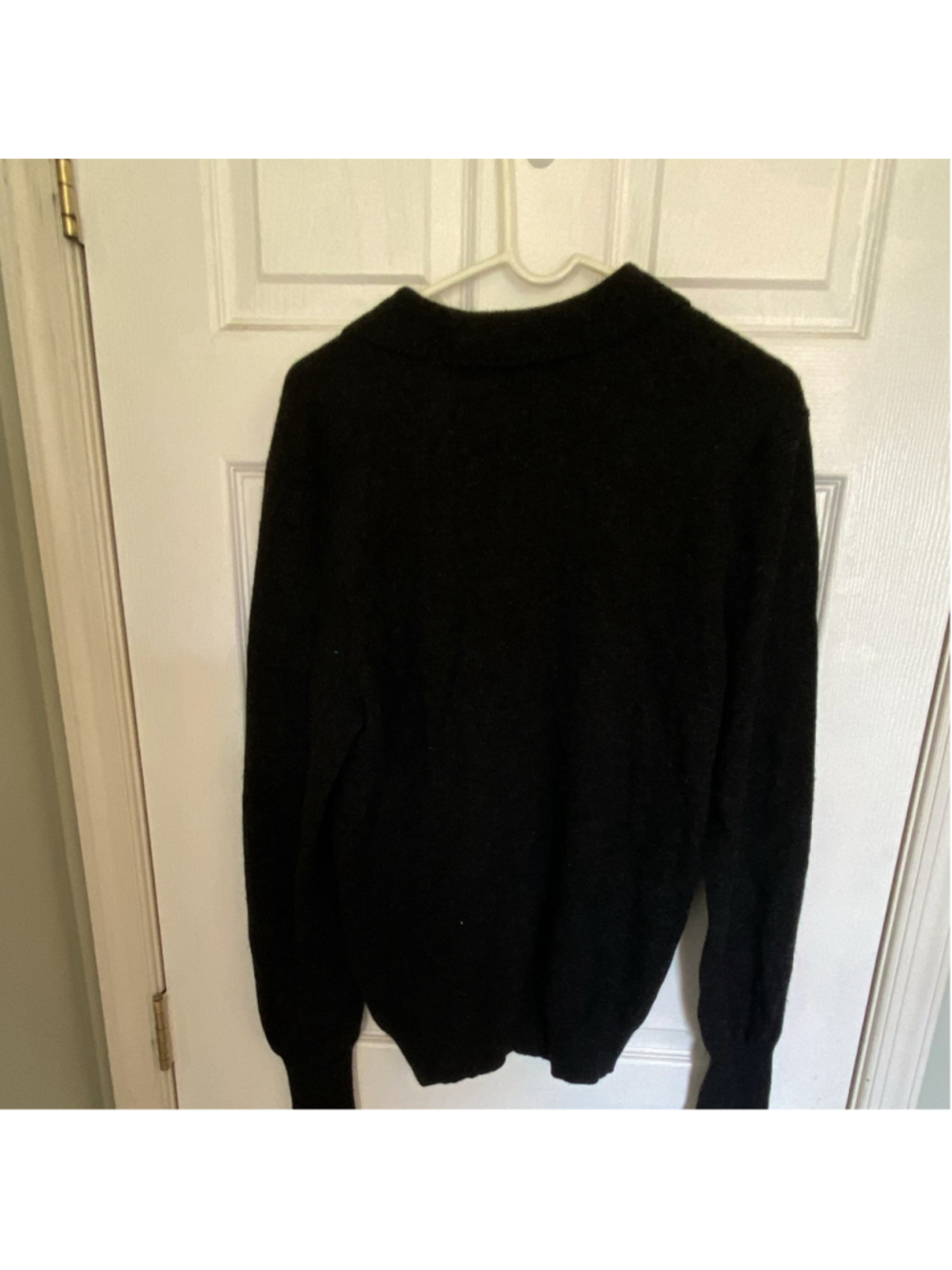 Polo Ralph Lauren Men's Black Lamb Wool Knit Collared Pullover Polo Pony Logo L - Picture 3 of 5